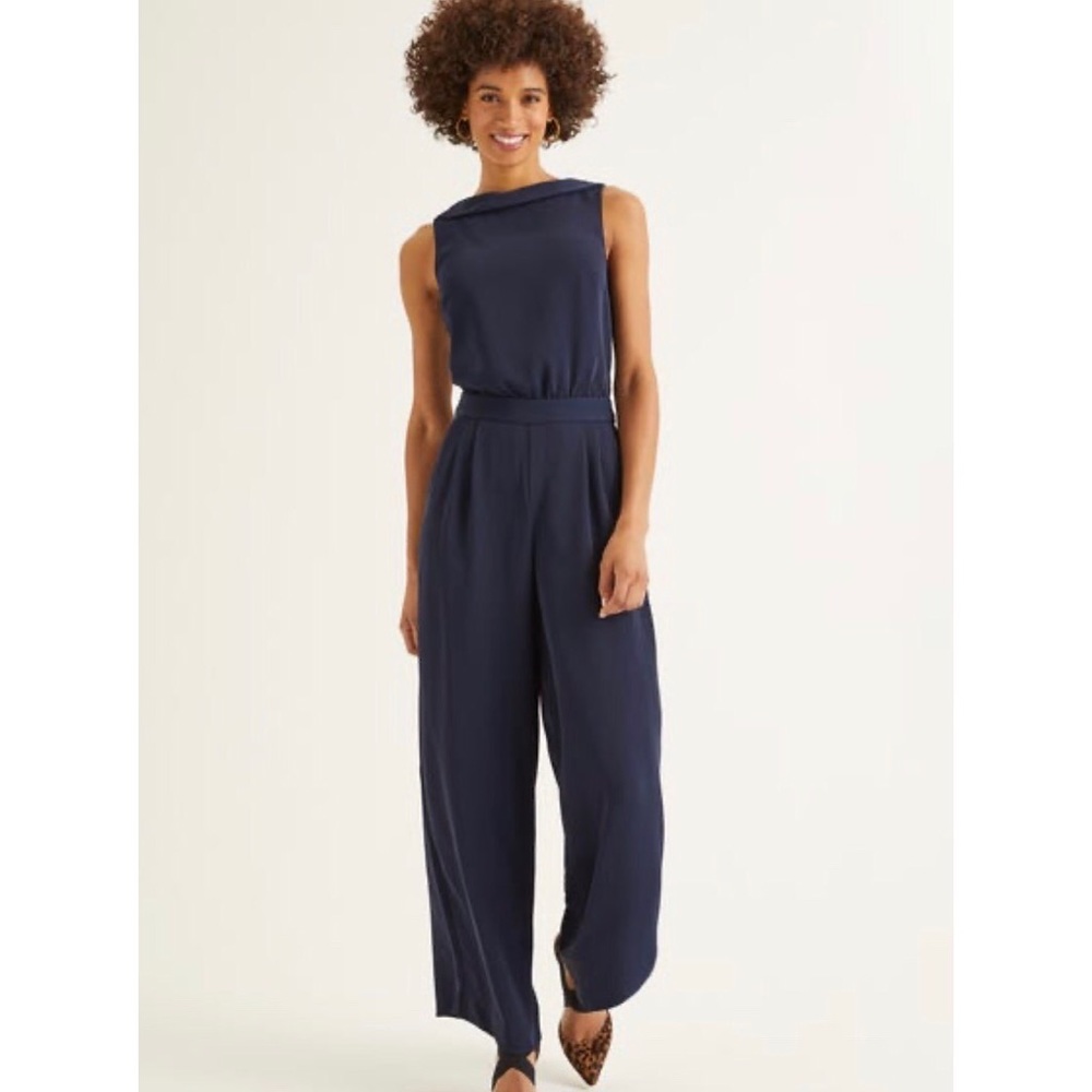 Boden Clarissa jumpsuit size 8 petite blue new tag